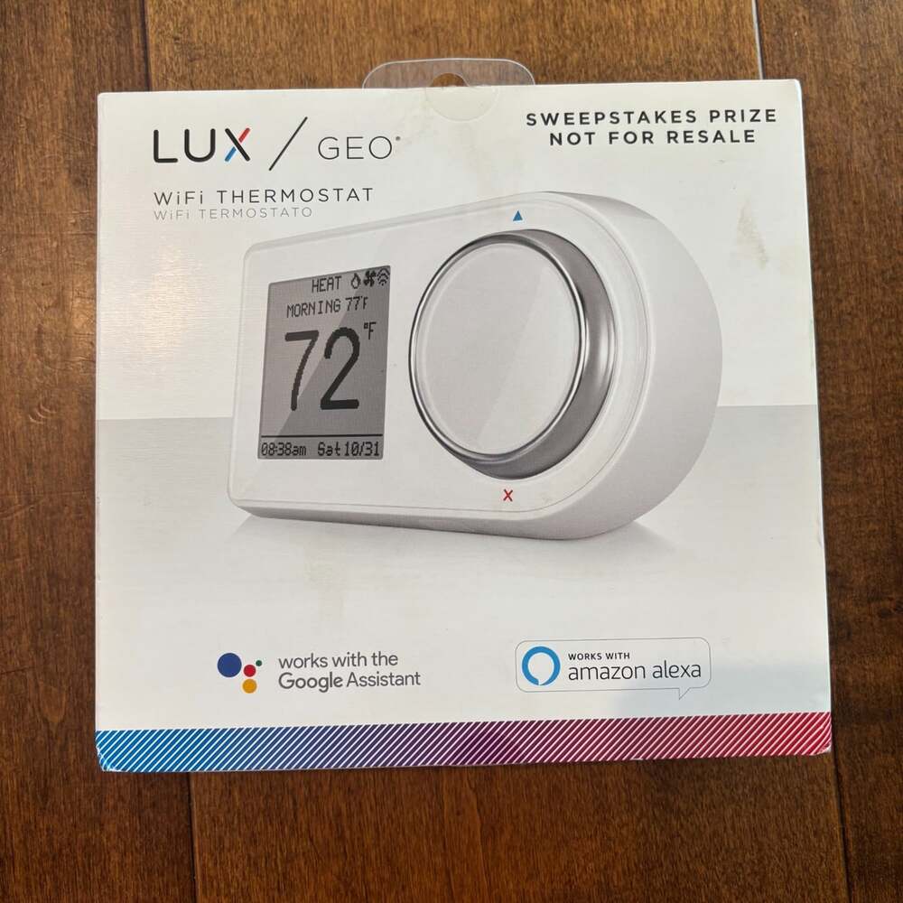 LUX GEO-WH WiFi Smart Thermostat White Alexa Google HVAC NIB